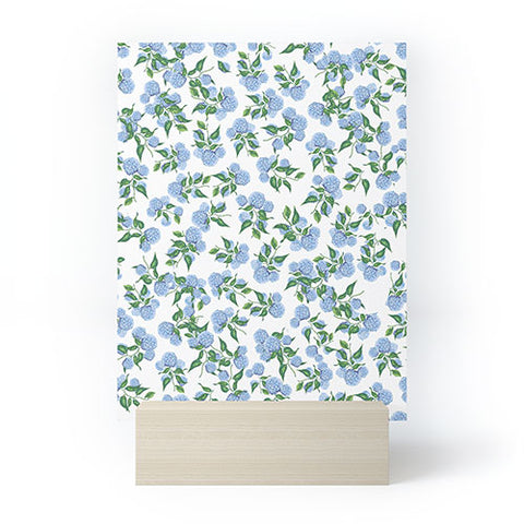ChrissyInk Hydrangea blue flowers botanicals Mini Art Print