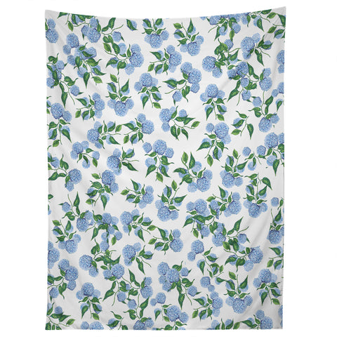 ChrissyInk Hydrangea blue flowers botanicals Tapestry