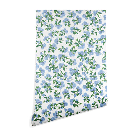 ChrissyInk Hydrangea blue flowers botanicals Wallpaper