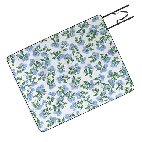 ChrissyInk Hydrangea blue flowers botanicals Picnic Blanket