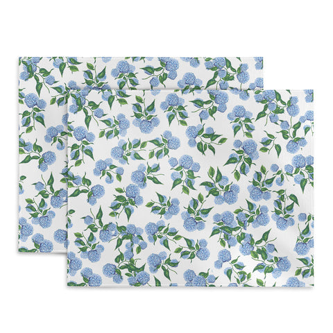 ChrissyInk Hydrangea blue flowers botanicals Placemat