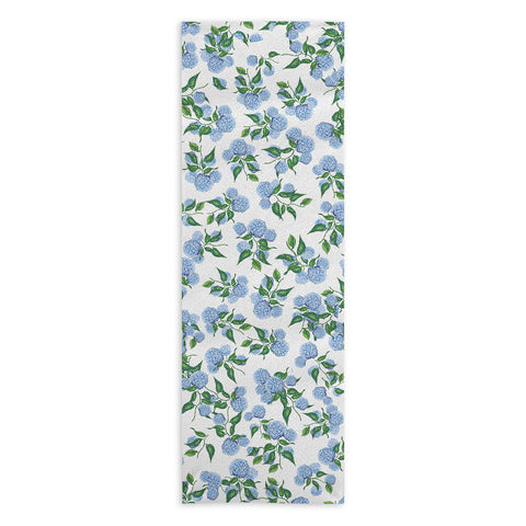ChrissyInk Hydrangea blue flowers botanicals Yoga Towel