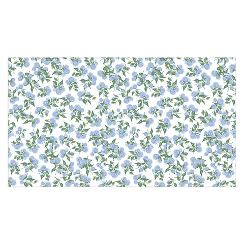ChrissyInk Hydrangea blue flowers botanicals Tablecloth