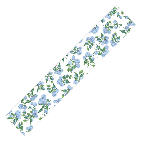 ChrissyInk Hydrangea blue flowers botanicals Table Runner