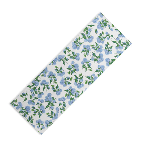 ChrissyInk Hydrangea blue flowers botanicals Yoga Mat