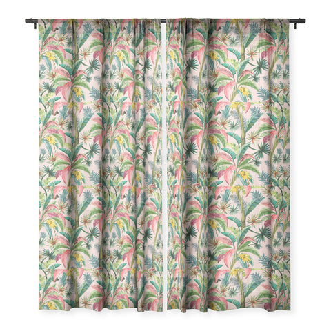 ChrissyInk Palm Life tropical palm leaves Sheer Window Curtain