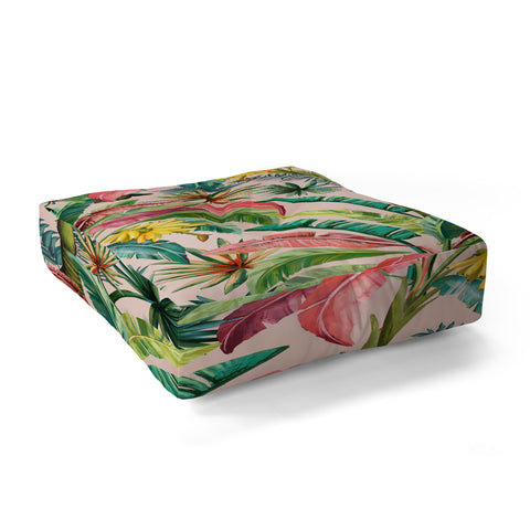 ChrissyInk Palm Life tropical palm leaves Floor Pillow Square
