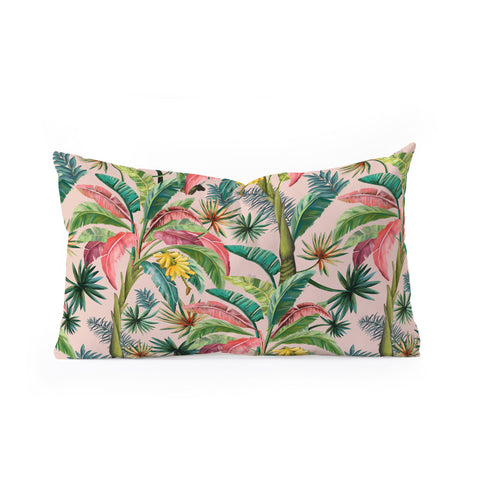 ChrissyInk Palm Life tropical palm leaves Oblong Throw Pillow