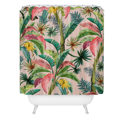 ChrissyInk Palm Life tropical palm leaves Shower Curtain