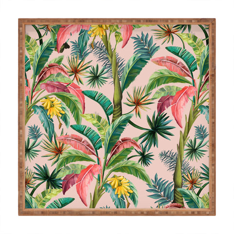 ChrissyInk Palm Life tropical palm leaves Square Tray
