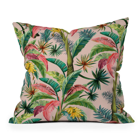 ChrissyInk Palm Life tropical palm leaves Outdoor Throw Pillow