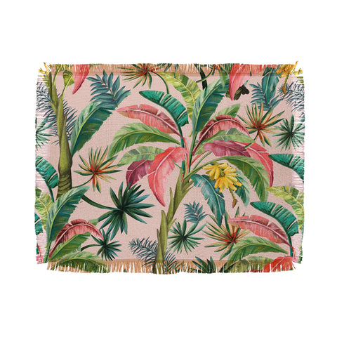 ChrissyInk Palm Life tropical palm leaves Throw Blanket