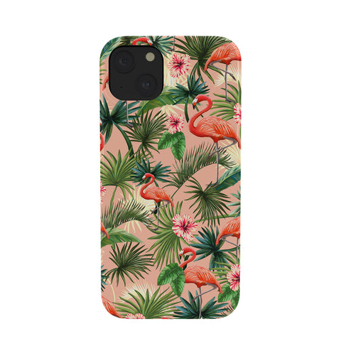 ChrissyInk Pink flamingoes tropical palm Phone Case