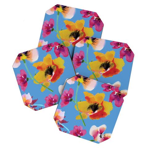 ChrissyInk Poppies floral Coaster Set