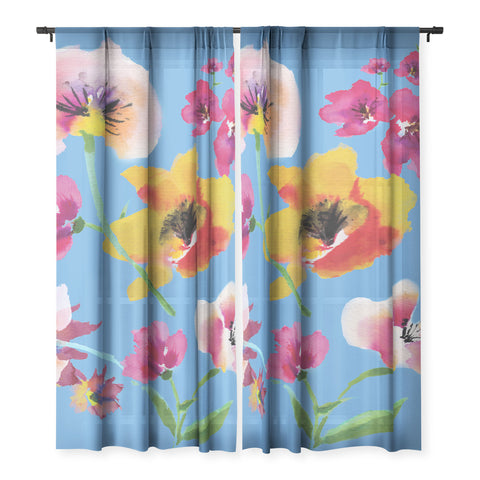 ChrissyInk Poppies floral Sheer Non Repeat