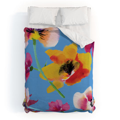 ChrissyInk Poppies floral Duvet Cover