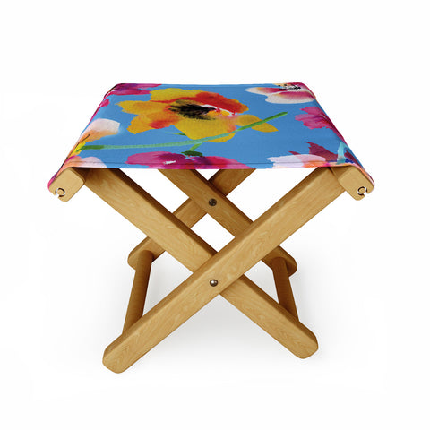 ChrissyInk Poppies floral Folding Stool
