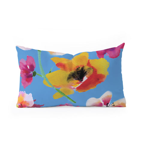 ChrissyInk Poppies floral Oblong Throw Pillow