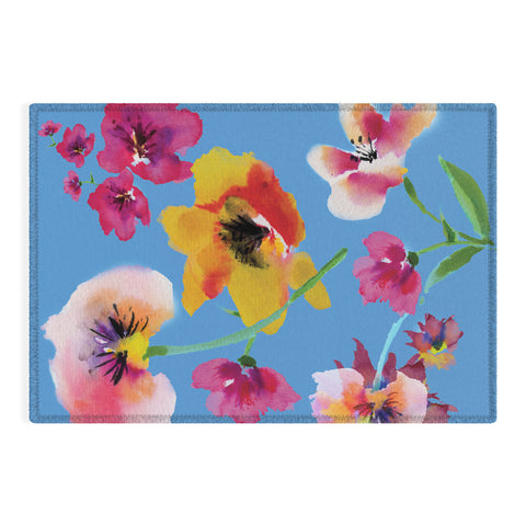 ChrissyInk Poppies floral Outdoor Rug