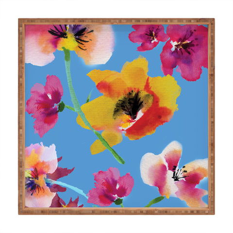 ChrissyInk Poppies floral Square Tray