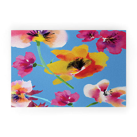 ChrissyInk Poppies floral Welcome Mat