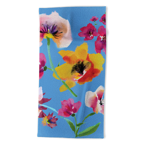 ChrissyInk Poppies floral Beach Towel