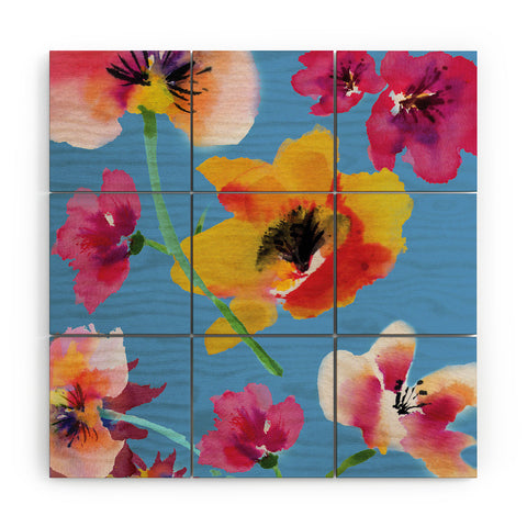 ChrissyInk Poppies floral Wood Wall Mural