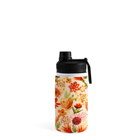 ChrissyInk Watercolor flowers orange red Water Bottle