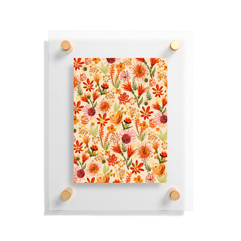 ChrissyInk Watercolor flowers orange red Floating Acrylic Print