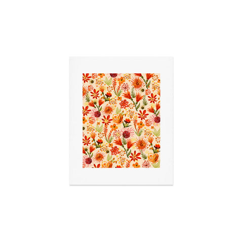 ChrissyInk Watercolor flowers orange red Art Print