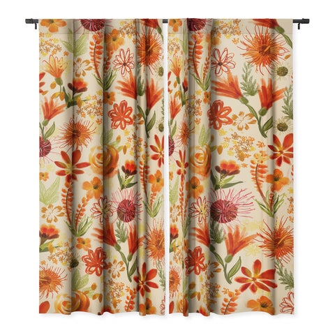 ChrissyInk Watercolor flowers orange red Blackout Non Repeat