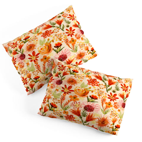 ChrissyInk Watercolor flowers orange red Pillow Shams