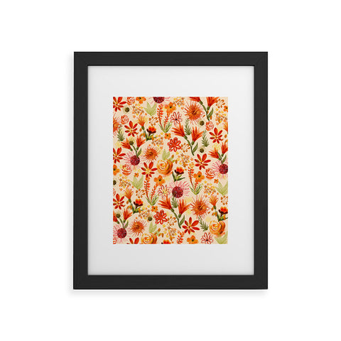 ChrissyInk Watercolor flowers orange red Framed Art Print