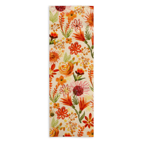 ChrissyInk Watercolor flowers orange red Yoga Towel