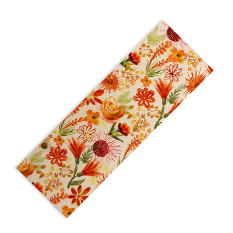 ChrissyInk Watercolor flowers orange red Yoga Mat