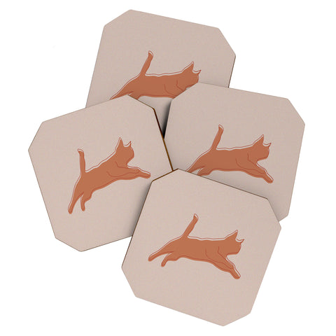 Christabel Jumping Cat Coaster Set