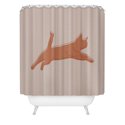 Christabel Jumping Cat Shower Curtain