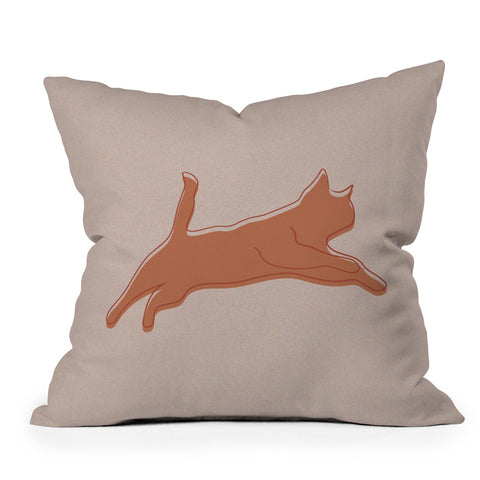 Christabel Jumping Cat Outdoor Throw Pillow