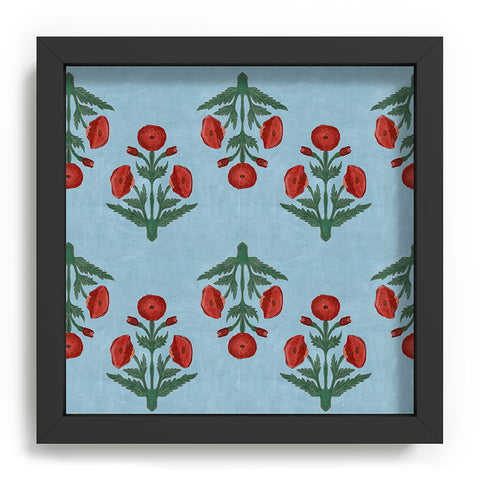 Christabel Pastel Mughal Poppies Pattern Recessed Framing Square