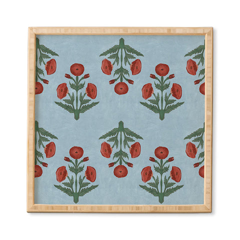 Christabel Pastel Mughal Poppies Pattern Framed Wall Art