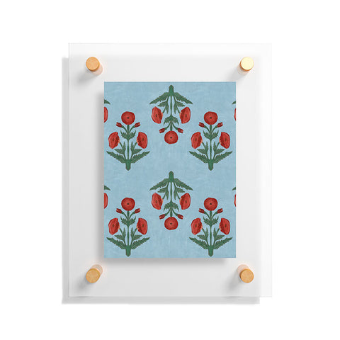 Christabel Pastel Mughal Poppies Pattern Floating Acrylic Print