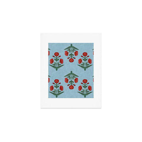 Christabel Pastel Mughal Poppies Pattern Art Print