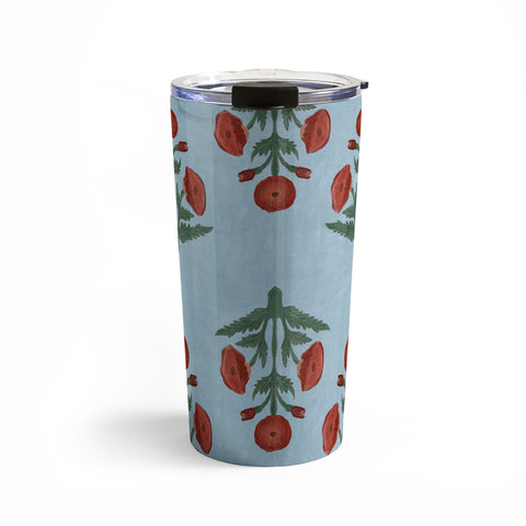 Christabel Pastel Mughal Poppies Pattern Travel Mug