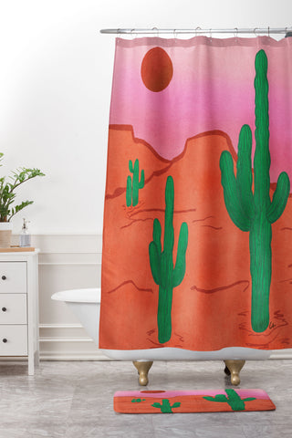 Christabel Pink Desert Dreams Shower Curtain And Mat
