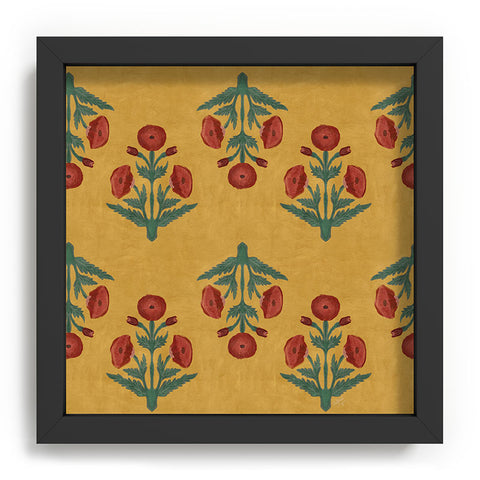 Christabel Yellow and Red Mughal Poppies Recessed Framing Square