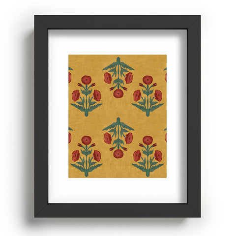 Christabel Yellow and Red Mughal Poppies Recessed Framing Rectangle