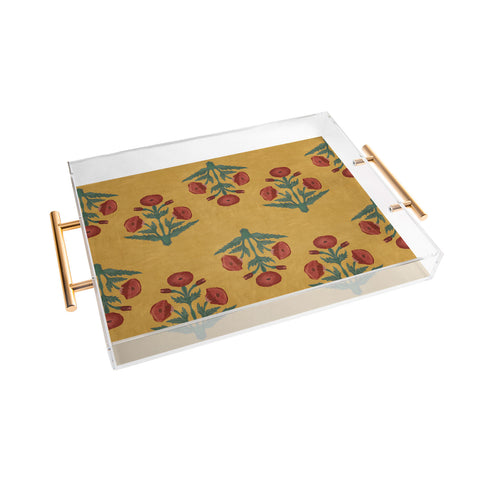 Christabel Yellow and Red Mughal Poppies Acrylic Tray