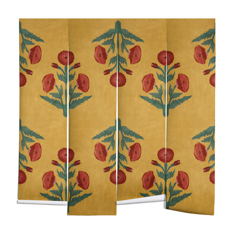 Christabel Yellow and Red Mughal Poppies Wall Mural