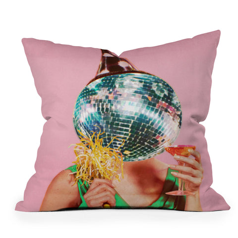 Chromoeye Cheers Pink Outdoor Throw Pillow