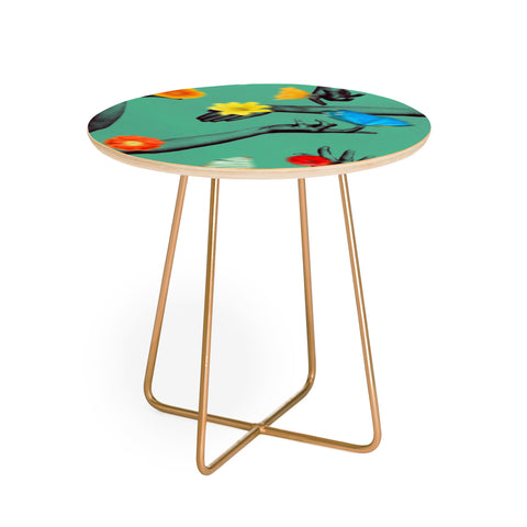 Chromoeye Jewels in Teal Round Side Table
